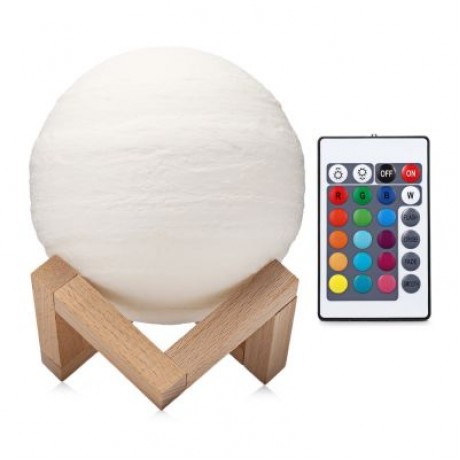 3D Printing Planet Lamp Night Light Remote Control for Bedroom (WHITE)