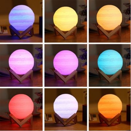 3D Printing Planet Lamp Night Light Remote Control for Bedroom (WHITE)