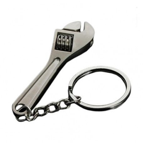 Silver Plated Changeable Spanner Keychain Wrench (SILVER)