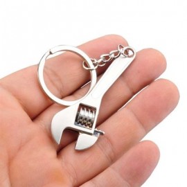 Silver Plated Changeable Spanner Keychain Wrench (SILVER)