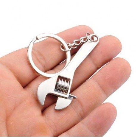 Silver Plated Changeable Spanner Keychain Wrench (SILVER)