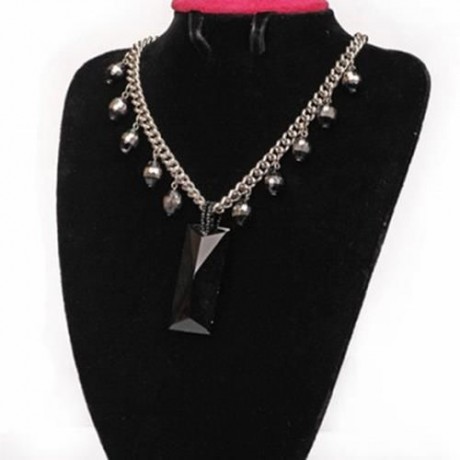 STYLISH WOMEN'S RHINESTONE RECTANGLE PENDANT NECKLACE (AS THE PICTURE)