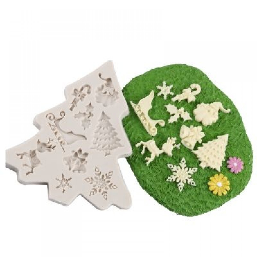 Christmas Theme Silicone Mould DIY Fondant Baking Decoration Tool (MILK WHITE)