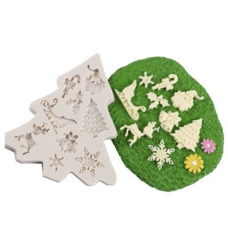 Christmas Theme Silicone Mould DIY Fondant Baking Decoration Tool (MILK WHITE)