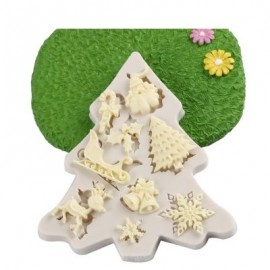 Christmas Theme Silicone Mould DIY Fondant Baking Decoration Tool (MILK WHITE)