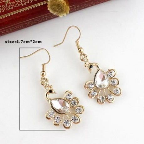 GORGEOUS GEM DECORATED PHOENIX SHAPE WOMEN'S ALLOY NECKLACE AND A PAIR OF EARRINGS (RED)