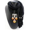 CHIC FAUX GEM PENDANT AND TASSEL EMBELLISHED SOLID COLOR SCARF FOR WOMEN (RANDOM COLOR)