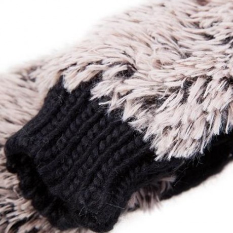 PAIR OF CUTE HEDGEHOG SHAPE COLOR BLOCK KNITTED GLOVES FOR WOMEN (COLOR ASSORTED)