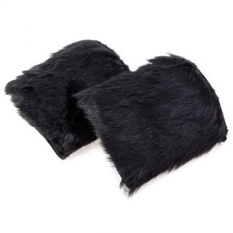 PAIR OF WARM FAUX FUR DESIGN FINGERLESS GLOVES FOR WOMEN (BLACK)