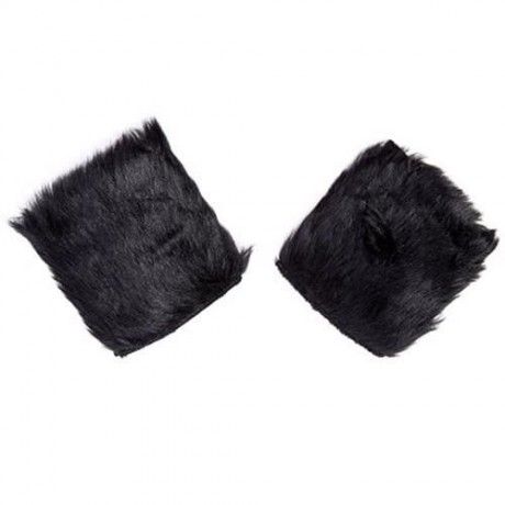 PAIR OF WARM FAUX FUR DESIGN FINGERLESS GLOVES FOR WOMEN (BLACK)