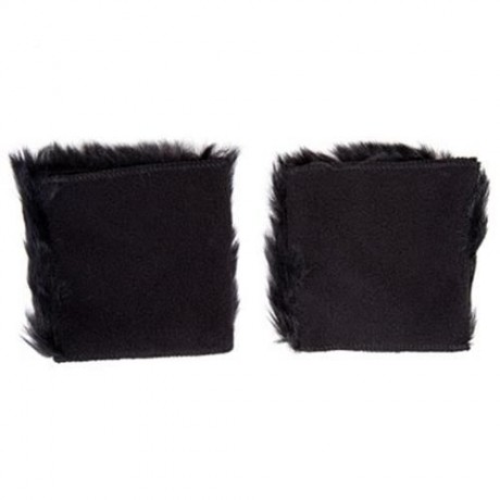PAIR OF WARM FAUX FUR DESIGN FINGERLESS GLOVES FOR WOMEN (BLACK)