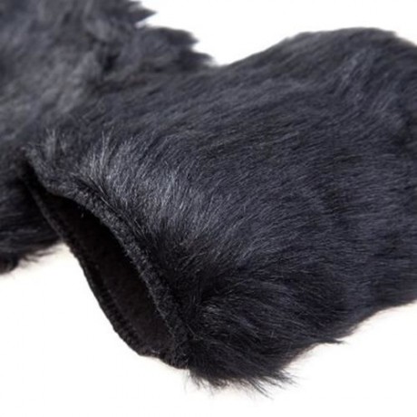 PAIR OF WARM FAUX FUR DESIGN FINGERLESS GLOVES FOR WOMEN (BLACK)