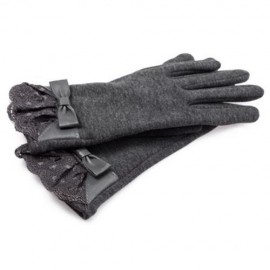 PAIR OF ELEGANT BOWKNOT AND LACE DECORATION TOUCH SCREEN GLOVES FOR WOMEN (GRAY)