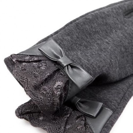 PAIR OF ELEGANT BOWKNOT AND LACE DECORATION TOUCH SCREEN GLOVES FOR WOMEN (GRAY)