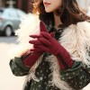 PAIR OF CHIC BUTTON DECORATED GLOVES FOR WOMEN (WINE RED)