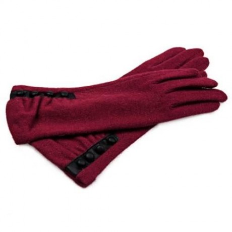 PAIR OF CHIC BUTTON DECORATED GLOVES FOR WOMEN (WINE RED)