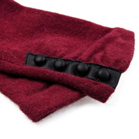 PAIR OF CHIC BUTTON DECORATED GLOVES FOR WOMEN (WINE RED)