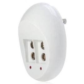 C818 2 SLOTS LED WALL 6F22 ( 9V ) BATTERY CHARGER - US PLUG (WHITE)