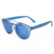 CHIC ALLOY EMBELLISHED SOLID COLOR SUNGLASSES FOR WOMEN (BLUE)