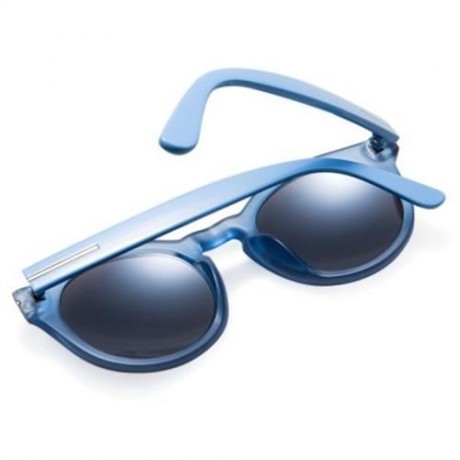 CHIC ALLOY EMBELLISHED SOLID COLOR SUNGLASSES FOR WOMEN (BLUE)