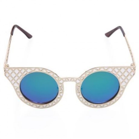 CHIC HOLLOW OUT GOLDEN MESH SUNGLASSES FOR WOMEN (GREEN)