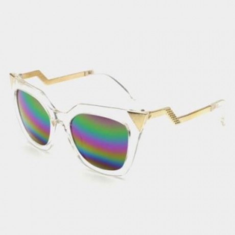 CHIC ZIG ZAG SHAPE ALLOY MIRROR BRACKET SUNGLASSES FOR WOMEN (RANDOM COLOR PATTERN)