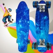 100KG LOAD RETRO SKATEBOARD STARRY SKY PATTERN MINI BOARD FOR OUTDOOR SPORT (BLUE)