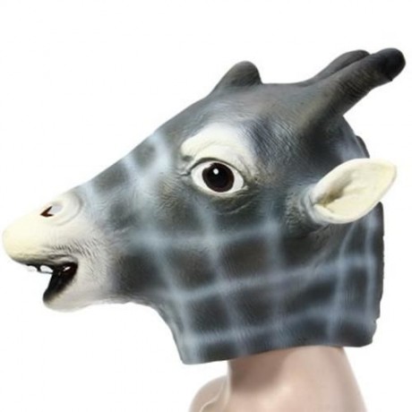 ARTIFICIAL HALLOWEEN LATEX GIRAFFE HEAD MASK MASQUERADE PARTIES COSPLAY GADGET (GRAY)