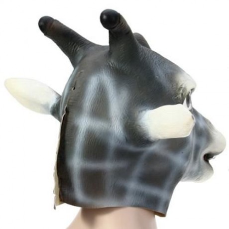ARTIFICIAL HALLOWEEN LATEX GIRAFFE HEAD MASK MASQUERADE PARTIES COSPLAY GADGET (GRAY)