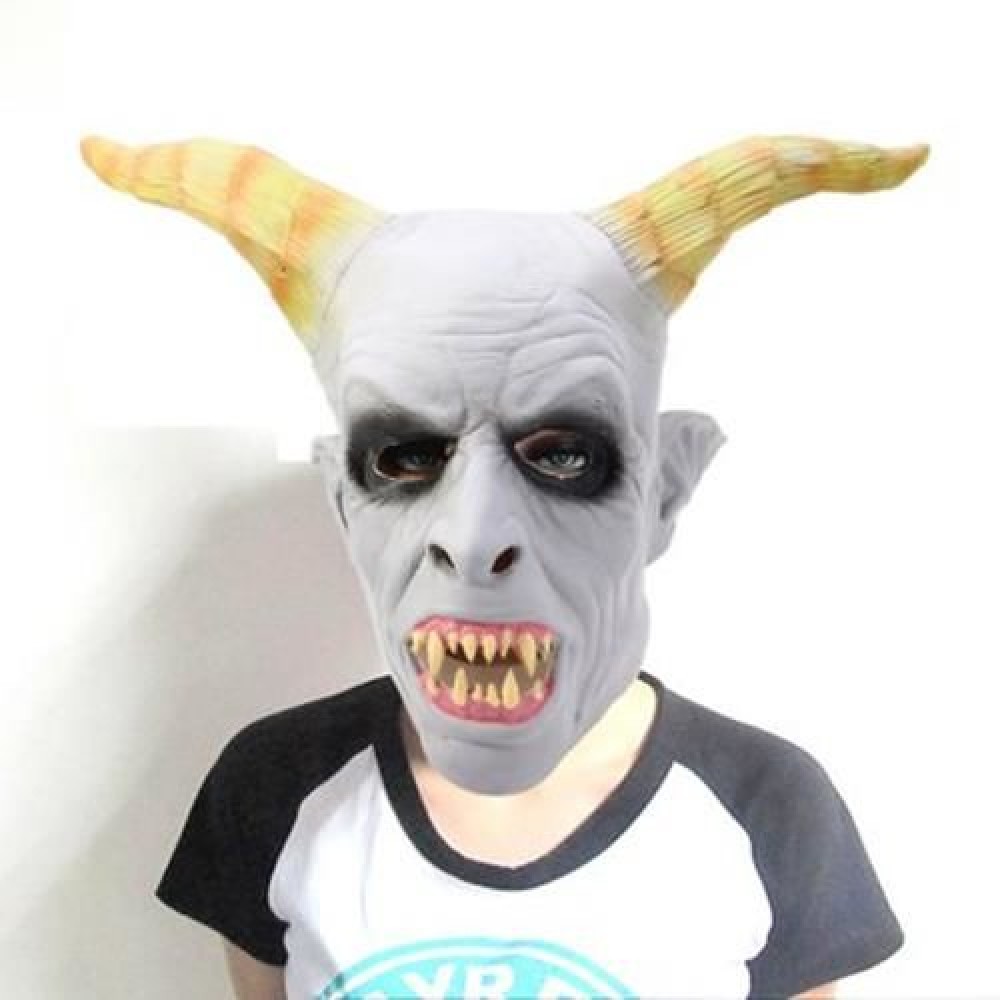 ARTIFICIAL HALLOWEEN LATEX GHOST FACE MASK MASQUERADE PARTIES COSPLAY GADGET (LIGHT GRAY)