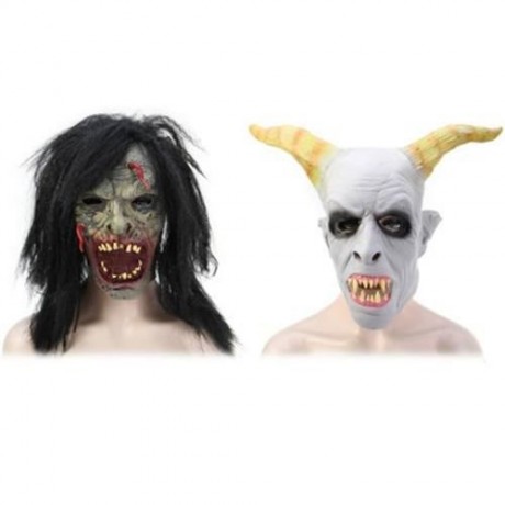 ARTIFICIAL HALLOWEEN LATEX GHOST FACE MASK MASQUERADE PARTIES COSPLAY GADGET (LIGHT GRAY)
