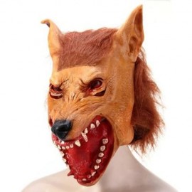 ARTIFICIAL HALLOWEEN LATEX WOLF HEAD MASK MASQUERADE PARTIES COSPLAY GADGET (BROWN)