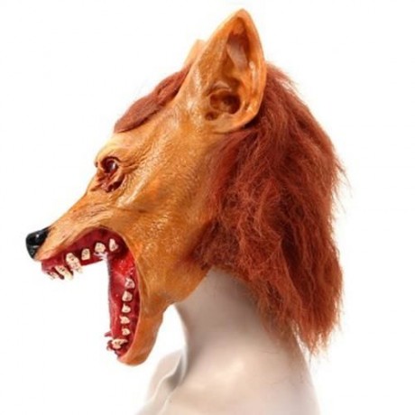 ARTIFICIAL HALLOWEEN LATEX WOLF HEAD MASK MASQUERADE PARTIES COSPLAY GADGET (BROWN)