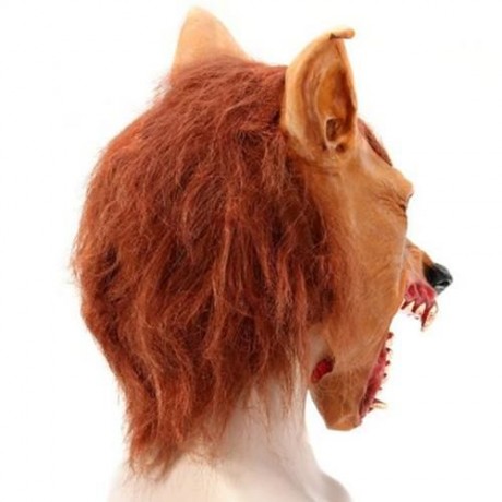 ARTIFICIAL HALLOWEEN LATEX WOLF HEAD MASK MASQUERADE PARTIES COSPLAY GADGET (BROWN)