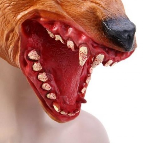ARTIFICIAL HALLOWEEN LATEX WOLF HEAD MASK MASQUERADE PARTIES COSPLAY GADGET (BROWN)