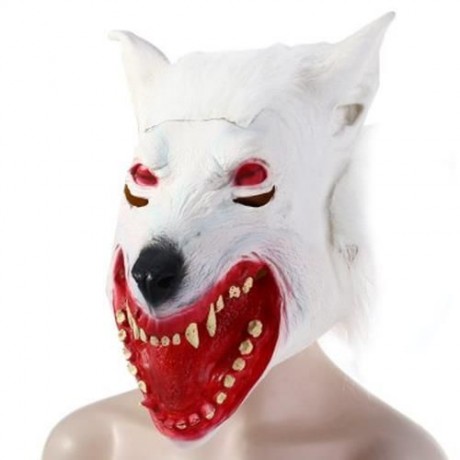 ARTIFICIAL HALLOWEEN LATEX WOLF MASK MASQUERADE PARTIES COSPLAY GADGET (WHITE)