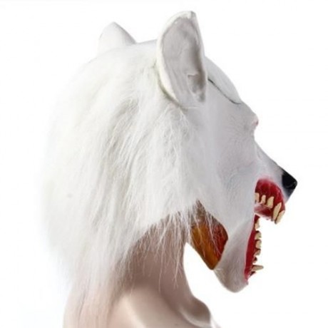 ARTIFICIAL HALLOWEEN LATEX WOLF MASK MASQUERADE PARTIES COSPLAY GADGET (WHITE)