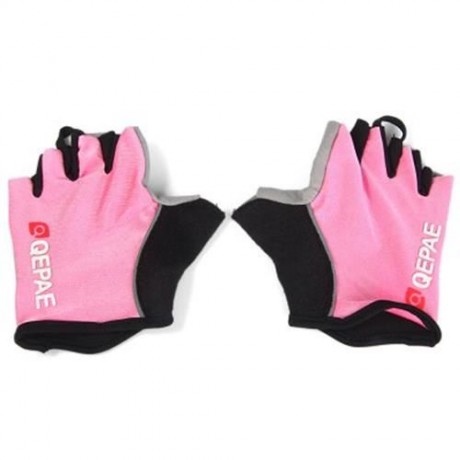QEPAE OUTDOOR SPORTS FINGERLESS GEL BREATHABLE GLOVES WITH TAKE-OFF ROPE (PINK)