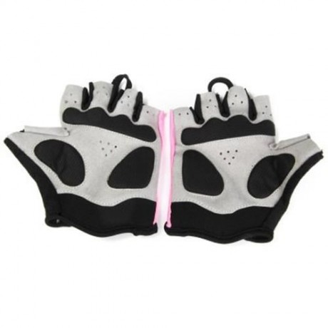 QEPAE OUTDOOR SPORTS FINGERLESS GEL BREATHABLE GLOVES WITH TAKE-OFF ROPE (PINK)