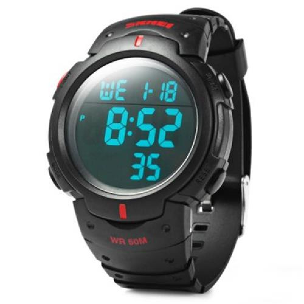 SKMEI 1068 MULTIFUNCTIONAL LED MILITARY WATCH ALARM STOPWATCH WATER RESISTANT (RED)
