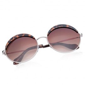 STYLISH LEOPARD PATTERN PLASTIC EMBELLISHED METAL FRAME SUNGLASSES FOR WOMEN (BROWN)