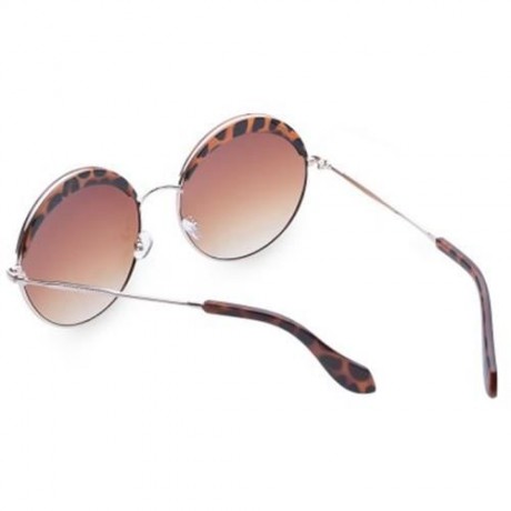 STYLISH LEOPARD PATTERN PLASTIC EMBELLISHED METAL FRAME SUNGLASSES FOR WOMEN (BROWN)