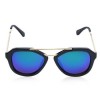 CHIC GOLDEN BAR EMBELLISHED BLACK FRAME SUNGLASSES FOR WOMEN (BLUE)