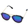 CHIC GOLDEN BAR EMBELLISHED BLACK FRAME SUNGLASSES FOR WOMEN (BLUE)