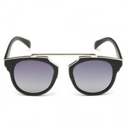 CHIC SILVER METAL EMBELLISHED MATTE BLACK SUNGLASSES FOR WOMEN (BLACK)