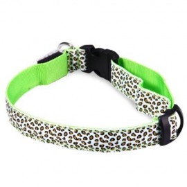 LEOPARD PRINT LED COLLAR LUMINOUS PUPPY NECKLACE PET DECORATIVE PROPS (GREEN)