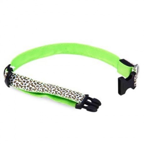 LEOPARD PRINT LED COLLAR LUMINOUS PUPPY NECKLACE PET DECORATIVE PROPS (GREEN)