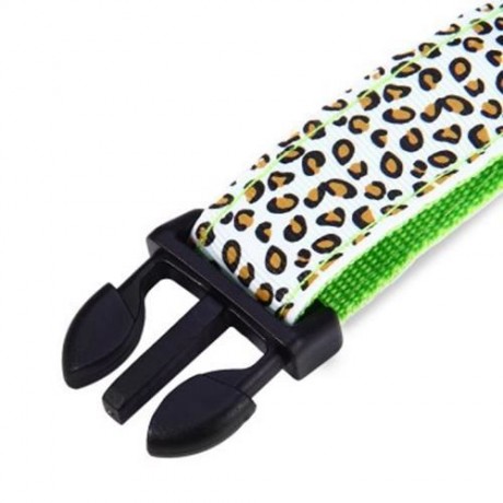 LEOPARD PRINT LED COLLAR LUMINOUS PUPPY NECKLACE PET DECORATIVE PROPS (GREEN)