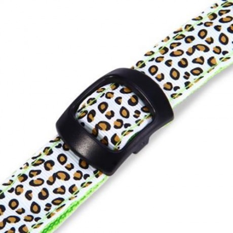 LEOPARD PRINT LED COLLAR LUMINOUS PUPPY NECKLACE PET DECORATIVE PROPS (GREEN)