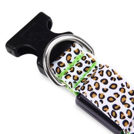 LEOPARD PRINT LED COLLAR LUMINOUS PUPPY NECKLACE PET DECORATIVE PROPS (GREEN)